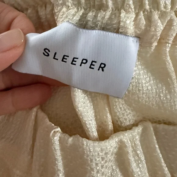 Sleeper Cream Feather-Trimmed Pajama Set